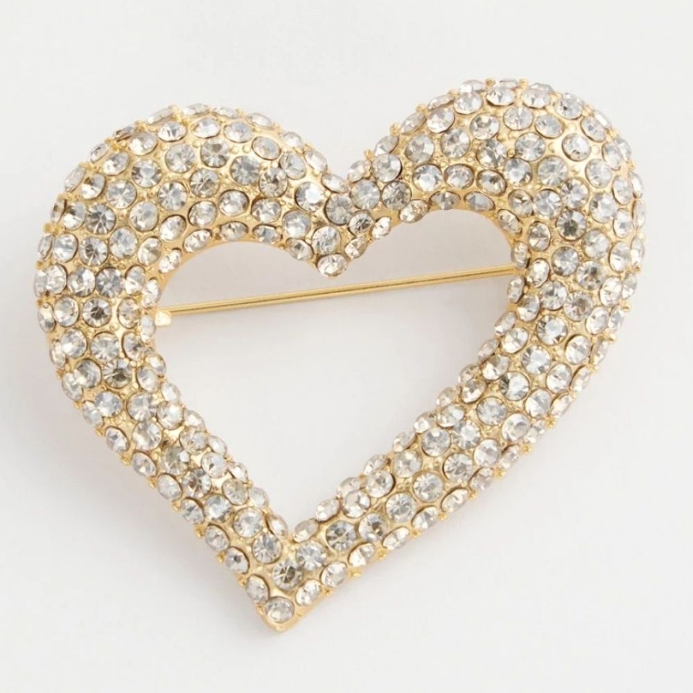 Elegant Gold and Silver Heart Brooch